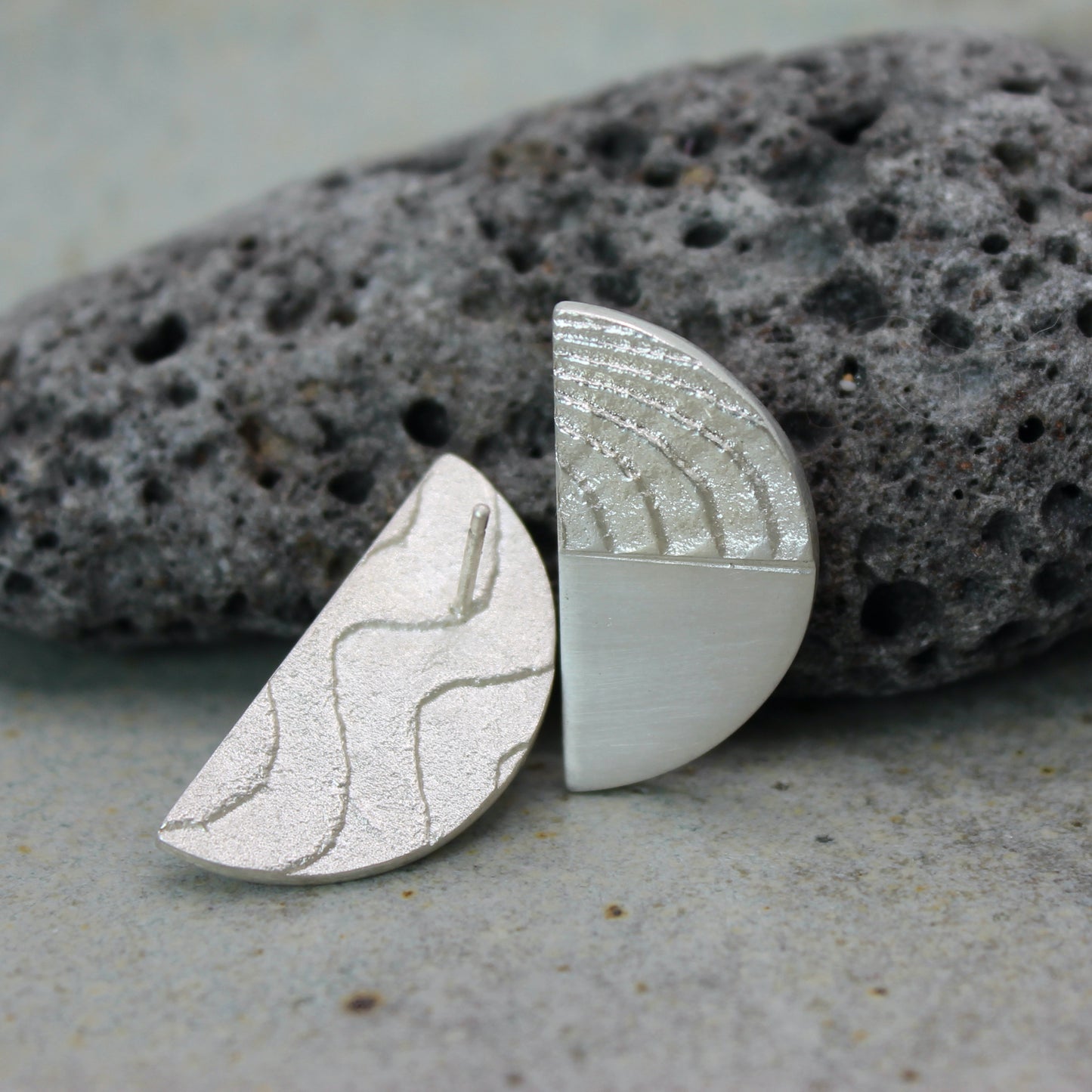 Half Moon studs | cuttlefish texture