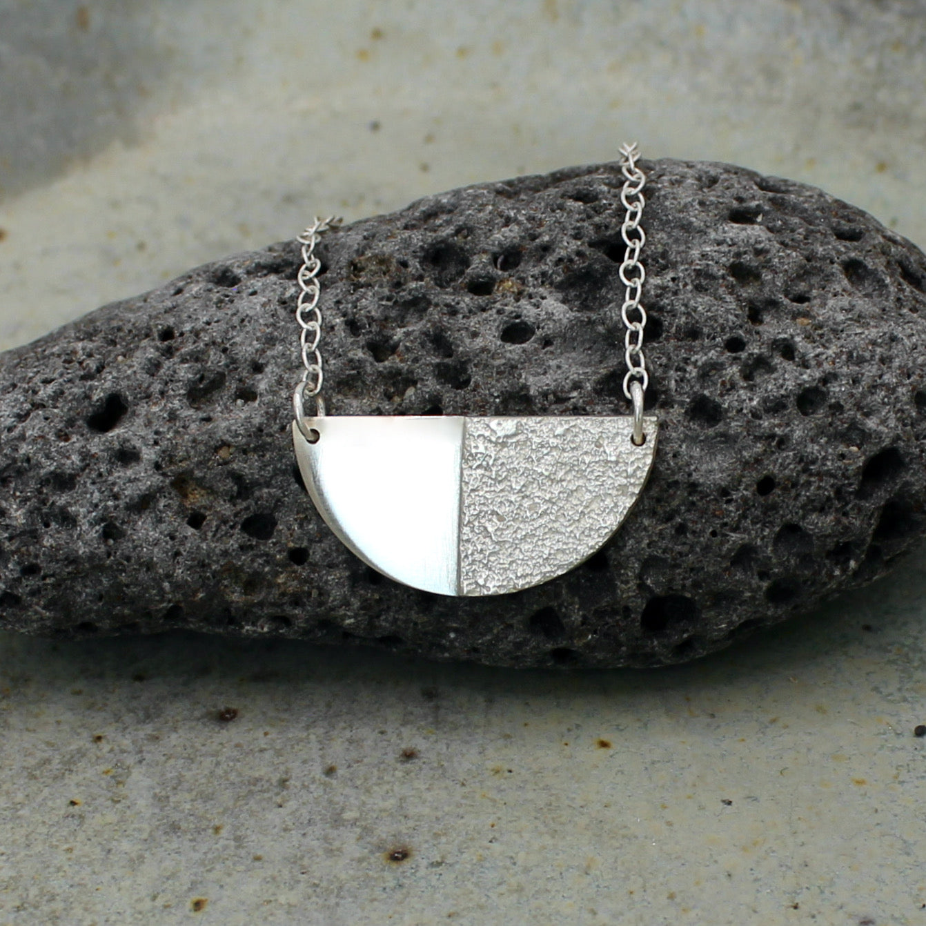 Half Moon Necklace | sand texture