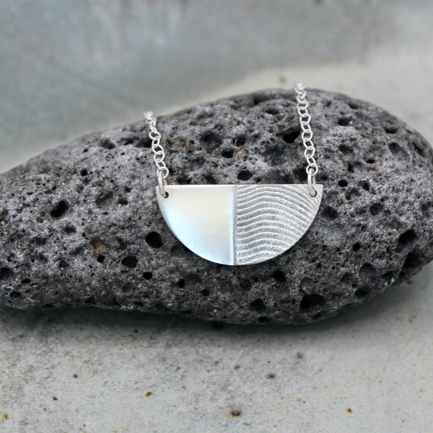 Half Moon Necklace | cuttlefish texture