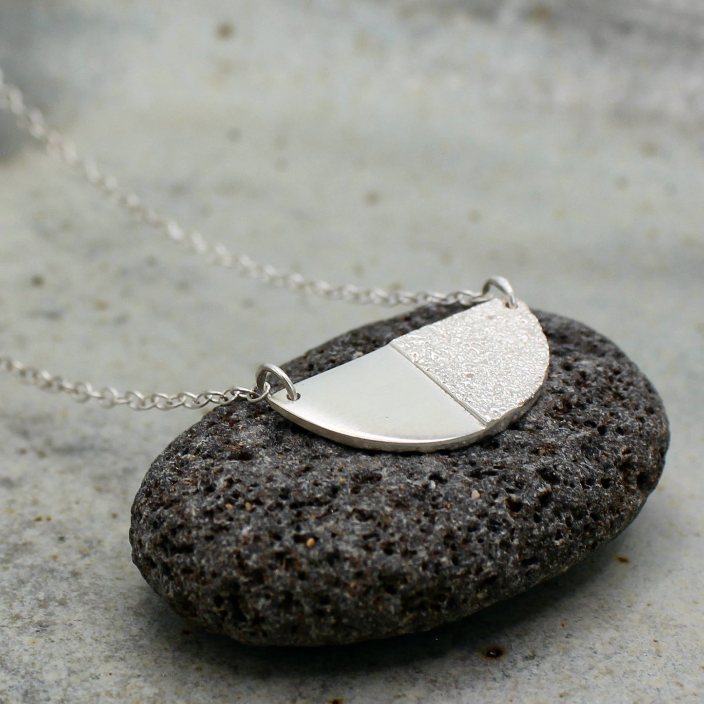 Half Moon Necklace | sand texture